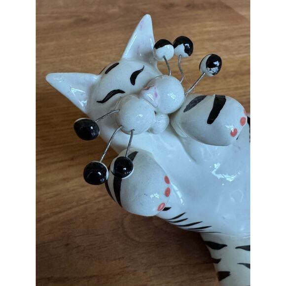Annaco 2001 Amy Lacombe Whimsiclay Black & White Striped Cat Zebra - Picture 2 of 8
